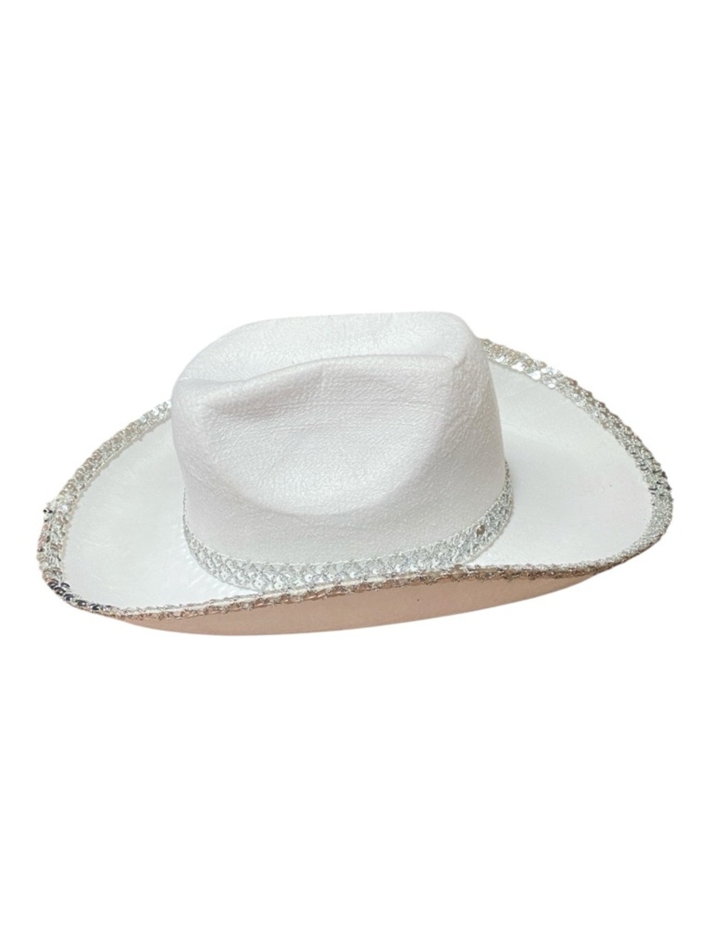 White Sequin Trim Western-Style Women's Hat